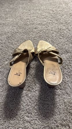 gold Lifestyle knotted slide sandals.