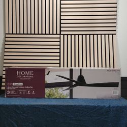 Modern 52″ Matte Black Ceiling Fan – Indoor/Outdoor, 3-Blade, Remote Control