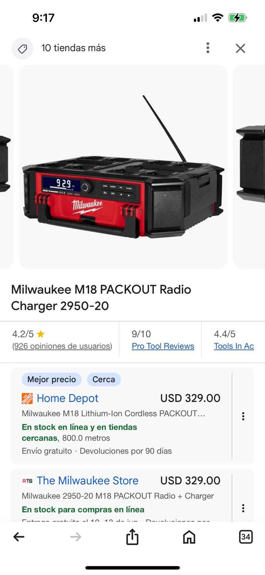 Milwaukee M18 2950-20 PACKOUT RADIO CHARGER W 6.0 BATTERY NO CHARGER