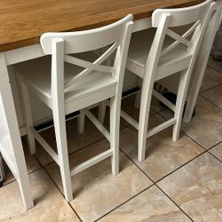INGOLF Bar stool with backrest, white, 24 3/4 "