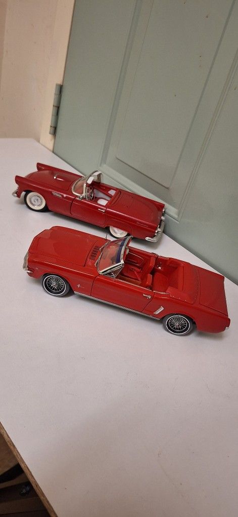 1 Ford Thunderbird/1 Ford Mustang  Convertibles Vintage Metal Toys Cars