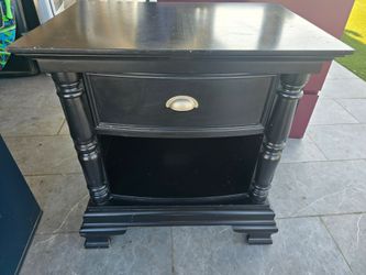 Black nightstand made from solid wood