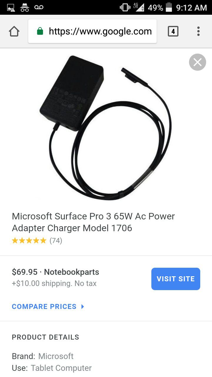 Microsoft Surface pro 3,4 & surface book charger