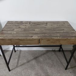 Wooden deck with metal legs