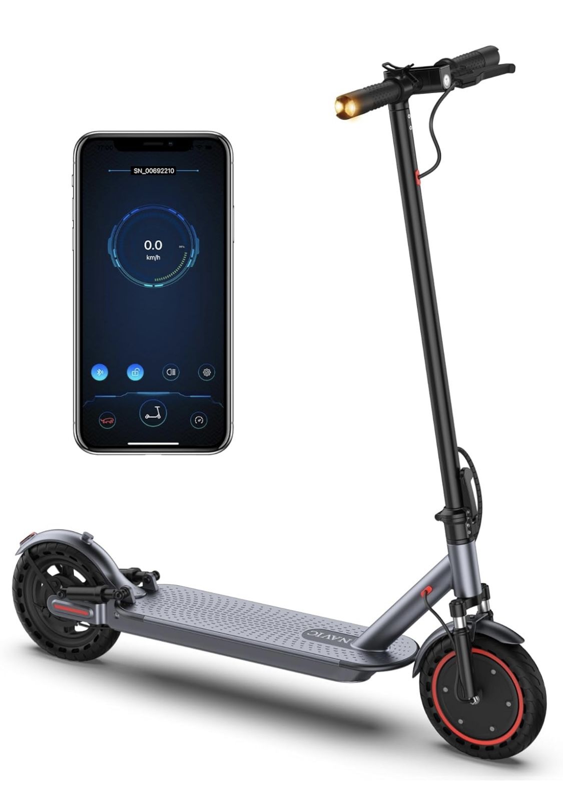 Electric Scooter - 8.5" Solid Tires, Quadruple Shock Absorption, Up to 20 Miles Long-Range, 20Mph Top Speed, Portable Folding Commuting Scooter for Ad