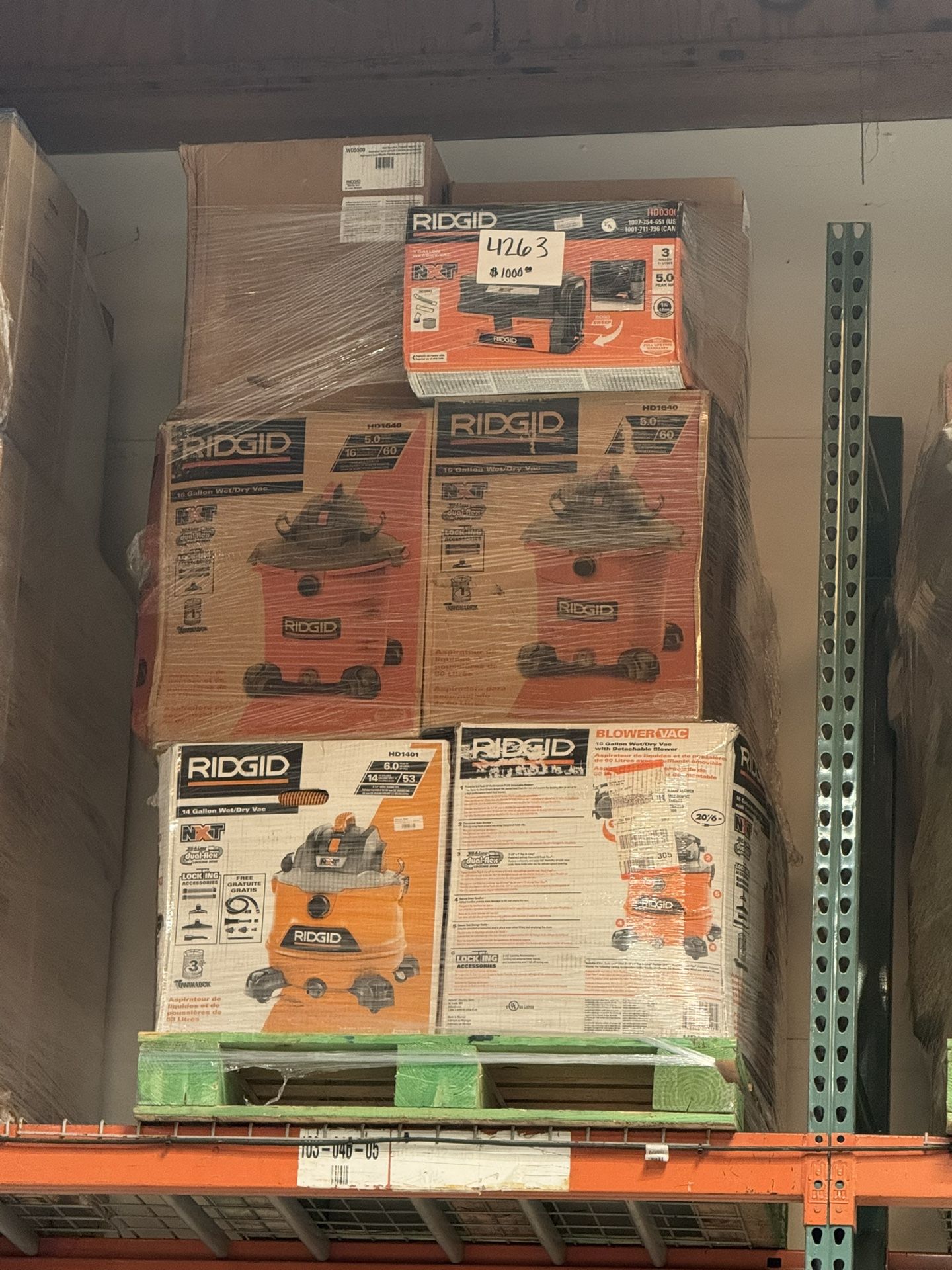 Ridgid Shop Vacs Pallet