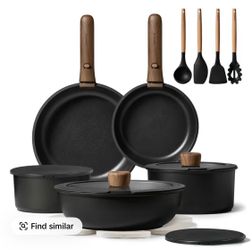 Carote 19 pcs pots and pans non stick, wooden detachable handle cookware set NEW