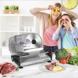 200W Electric Deli Meat Slicer, 7.5" Removable Stainless Steel Blade, Adjustable Thickness, Child Lock- for Home Use