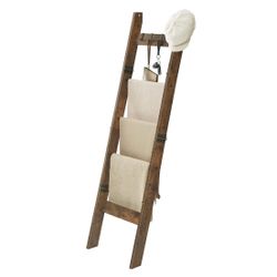 Blanket Ladder Shelf For Living Room Decorative Quilt Rack With 4 Removable Hook