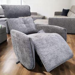 🏷WAREHOUSE CLEARANCE | BRAND NEW Modern Swivel Recliner Chair with Adjustable Headrest, Gray💥