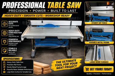 HERCULES 15 Amp, 10 in. Compact Jobsite Table Saw with Rack and Pinion Fence