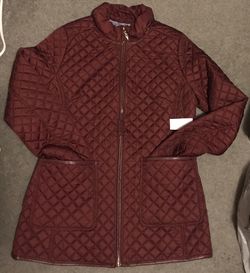 New Laura Scott Burgundy Quilted Women’s Long Sleeve Jacket size S