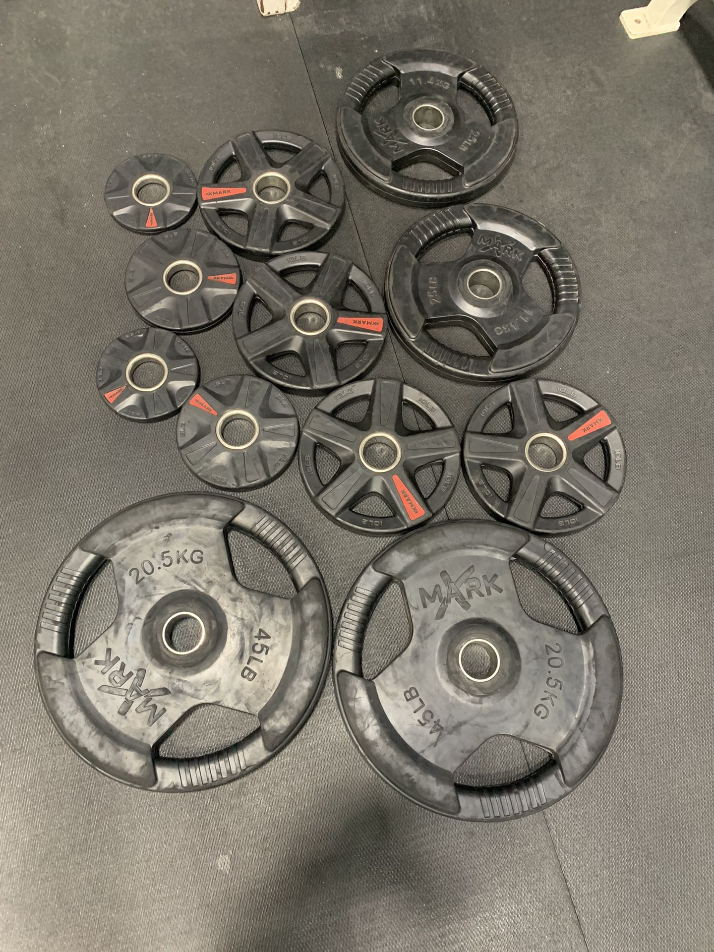 205 Lbs Xmark Olympic Rubber Coated Weight Plates