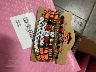 $1 Wholesale Halloween Beaded Bracelet Stack Set
