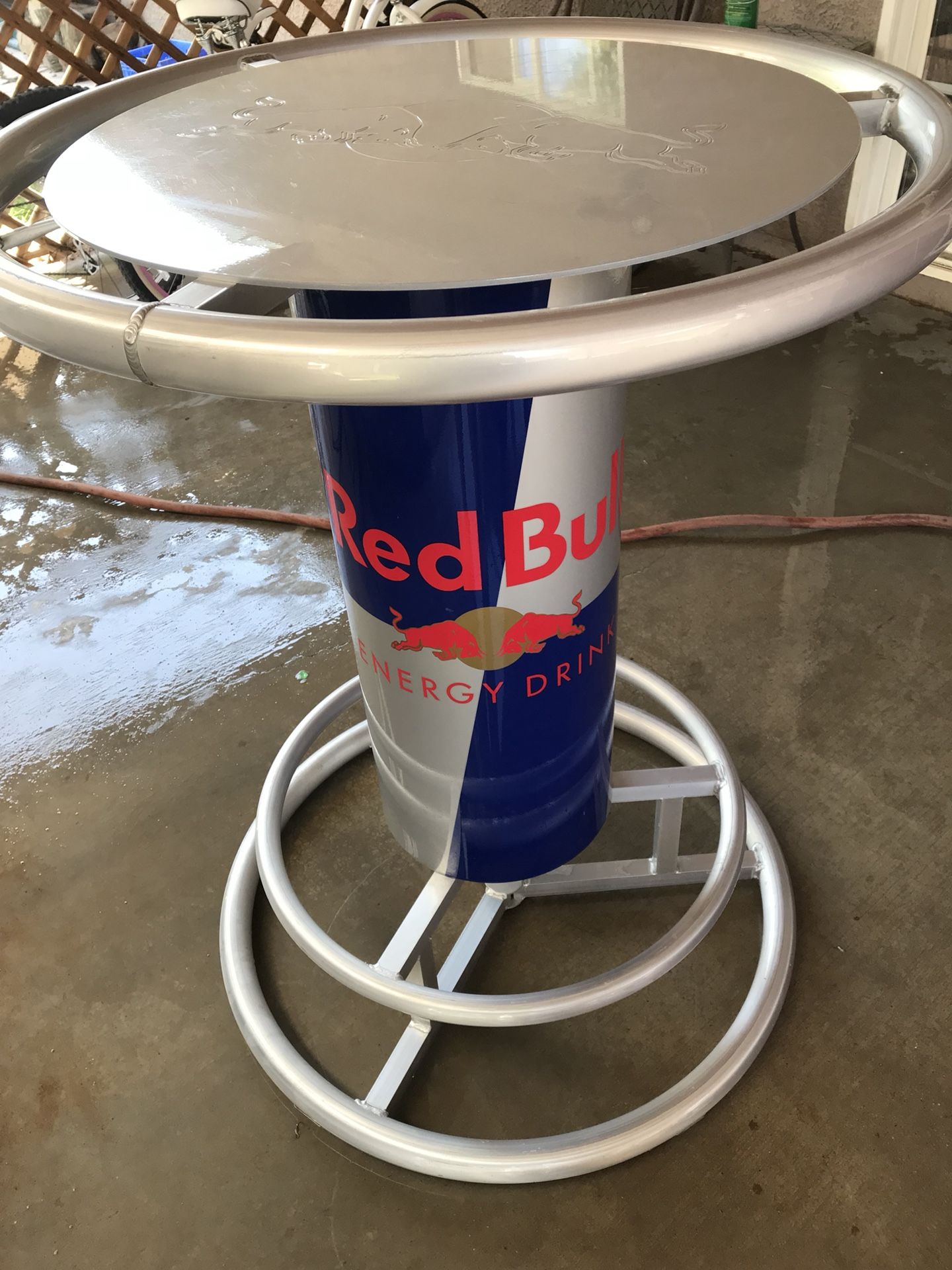 Red bull aluminum pub table outlet