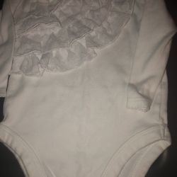 Cute Ruffled One Piece White Garanimals Size 3-6 Months 