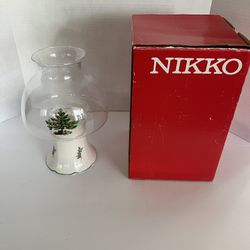Nikko Christmas Candle Holder.  Glass And Ceramic.  Beautiful Piece!!!