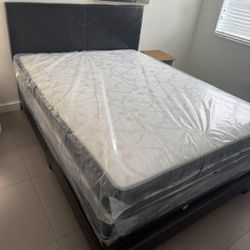 New Queen Size Bed Frame With Mattress New Bedroom Furniture Cama Queen Size BED + MATTRESS + BOXSPRING SET 