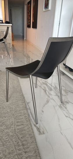 Dinning chairs steel real leather x 8