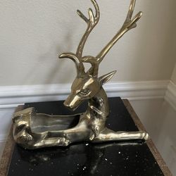 Vintage Brass Reindeer Figurine Planter 1970s Brass HeavyReindeer Statue 