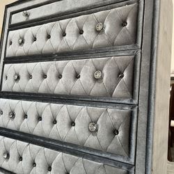 New! Beautiful Upholstered 5-Drawer Chest, Tall Chest, Dovetailed Drawer, Bedroom Furniture, Dresser, Nightstand Available 