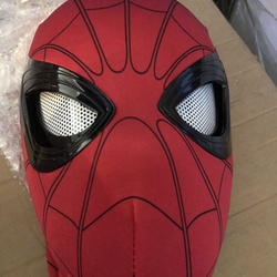 Electric Spider Superhero Role-Playing Mask Toy with Moving Eyes and LED Lights - Remote Control Ring, Fun Gift for Men (red)