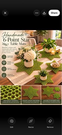 HANDMADE 6-POINT STAR TABLE MATS