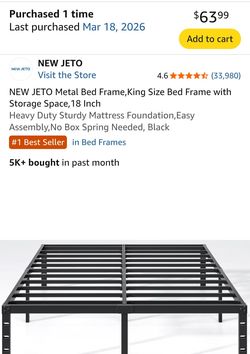 King Size Metal Bed Frame 18 Inch