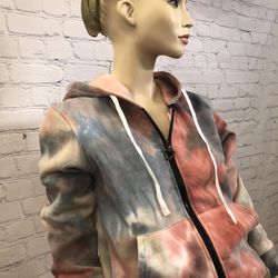 Tie-dye Drawstring Hooded Sweatshirt & Pants Set