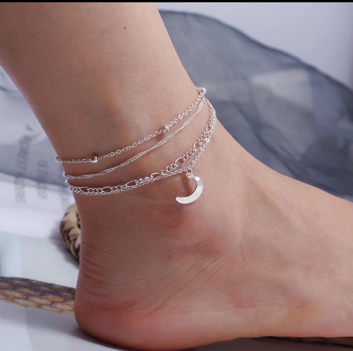 Fashion silver moon pendant anklet for Women
