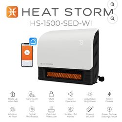 Heat Storm White Sedona 1500W Electric Wifi Enabled Infrared Heater with Fan Option. Brand New.