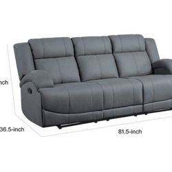 36.5 in. Pillow Top Arm Microfiber Rectangle Manual Recliner Sofa