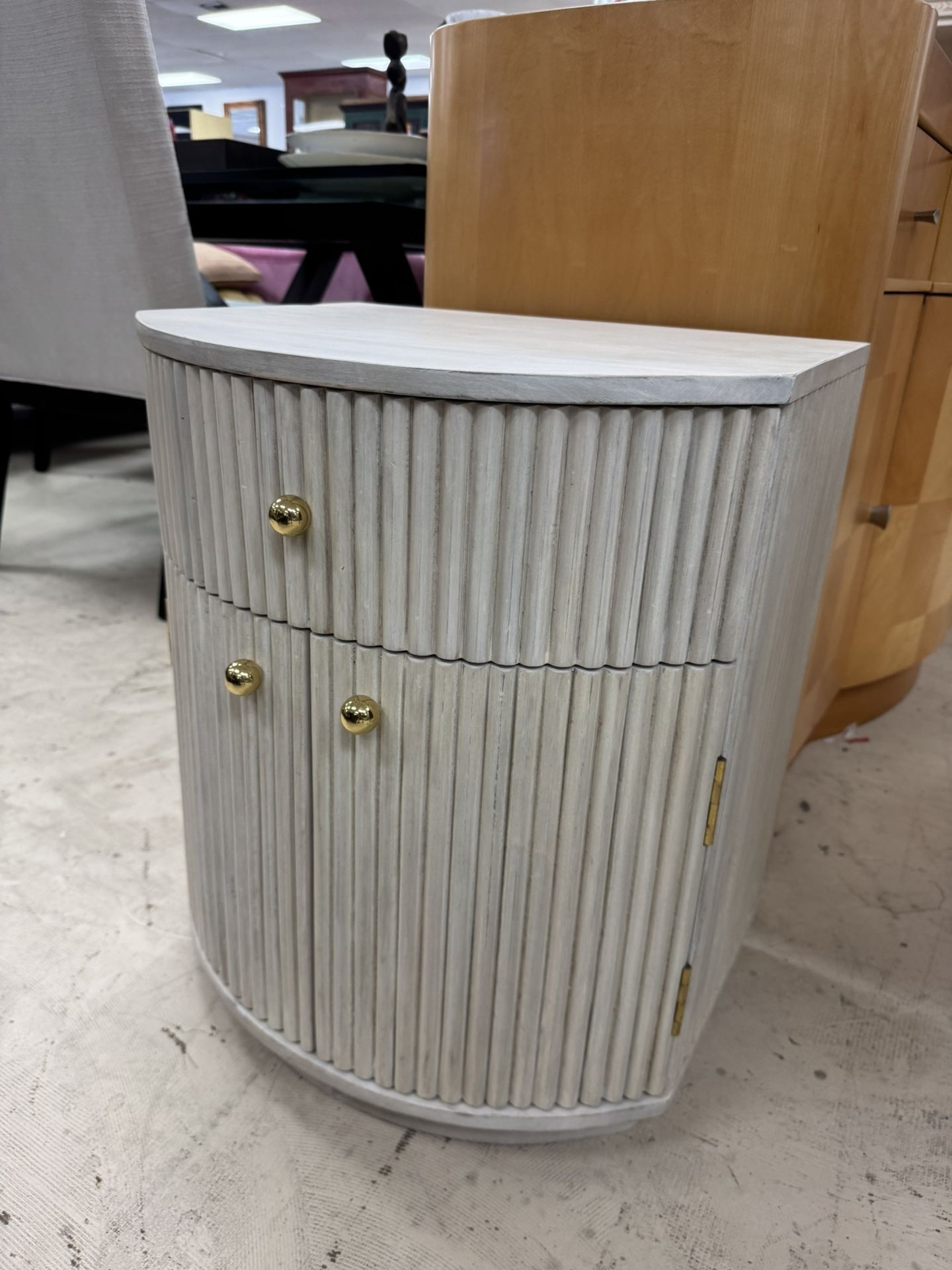 Cameo 20" Fluted Whitewashed Wood Nightstand With Drawer - Retail: $595