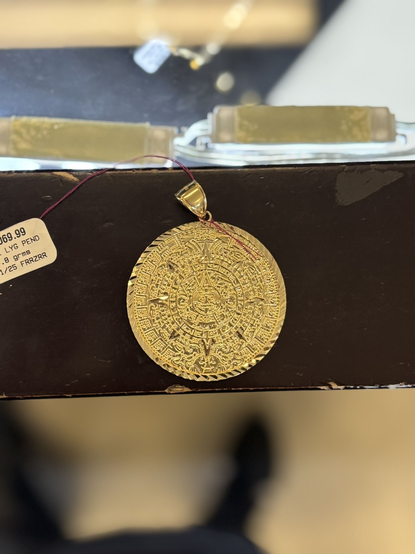 10kt Gold Aztec Calendar Pendant 