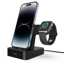 Belkin Magnetic 2-in-1 Lightning Charging Dock for Apple iPhone and Apple Watch - Black