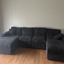 Grey Blue Velvet Couch