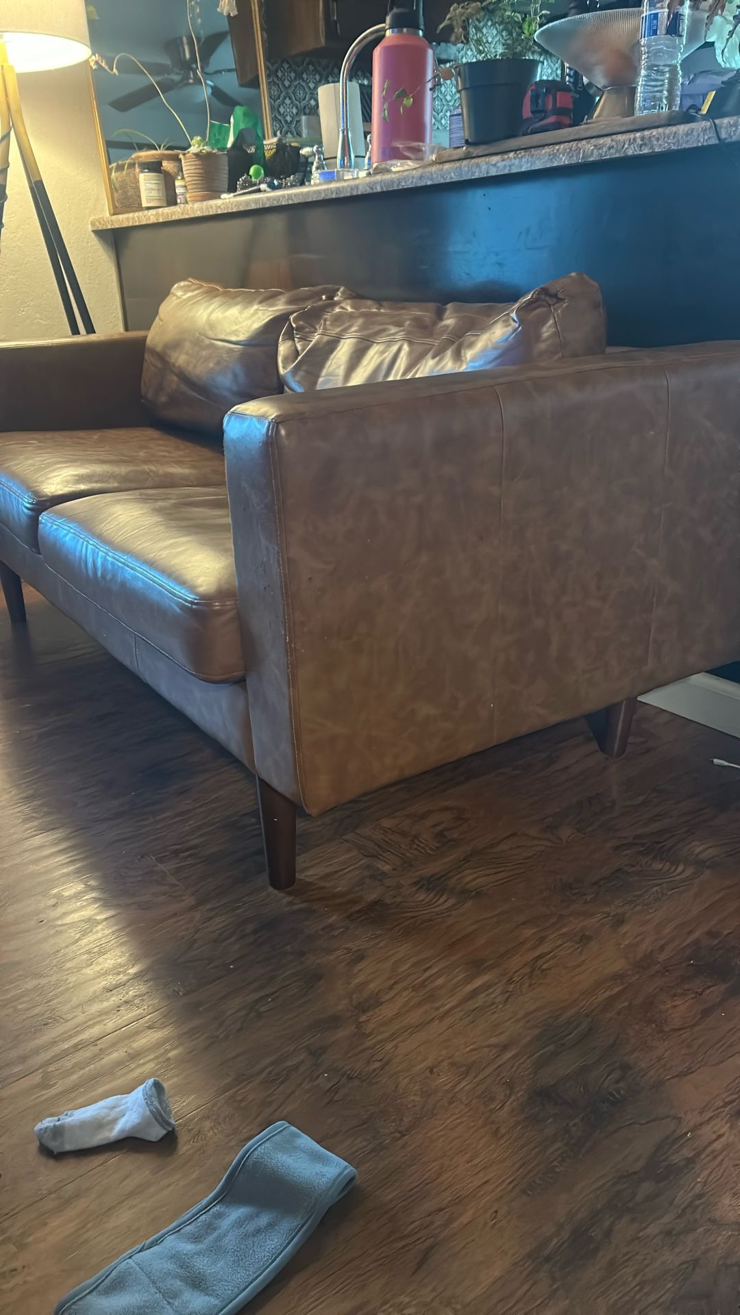 Faux Leather Sofa.