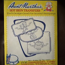 Aunt Martha’s Hot Iron Transfers #3661 Dishes for Tea Towels