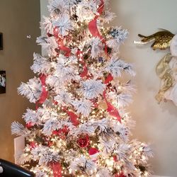Fraser Hill Farm 10-Foot Snowy Pine Flocked Artificial Tree