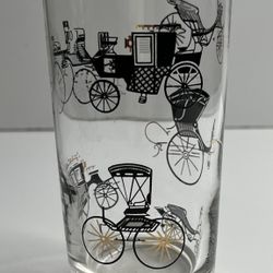 Vintage Libbey Black & Gold Antique Buggy Cars Carriage 12 oz Tumbler-Single