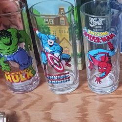 Set Of 4 Marvel Glass