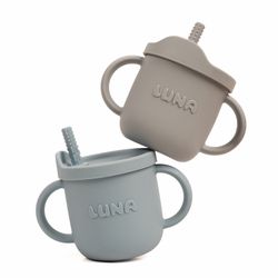 BABY LUNA 2-in-1 Snack and Sippy Cups for Toddlers 1-3. BPA free food grade silicone.