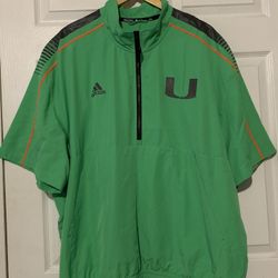 Adidas Miami Hurricanes Aeroready Jacket Men’s 2XL Strat Top Vented Pullover