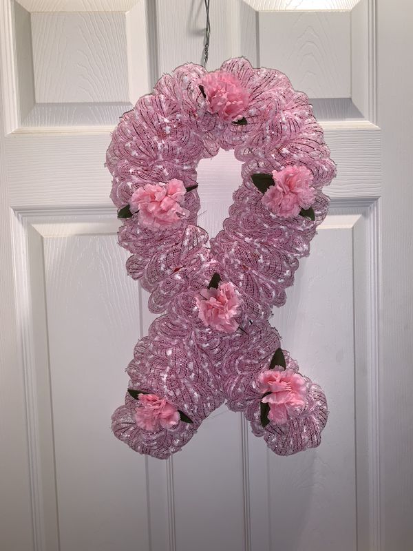 Pink breast cancer ribbon wreath or grave blanket for Sale in