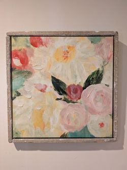 Pier 1 Framed Floral Canvas Painting Giclee