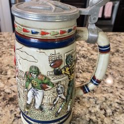 Vintage 1983 American Football Beer Stein With Pewter Lid
