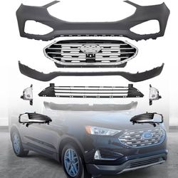 New Complete Front Bumper Cover Kit with Grille & Fog Lights Fits 2020-2022 Ford Edge