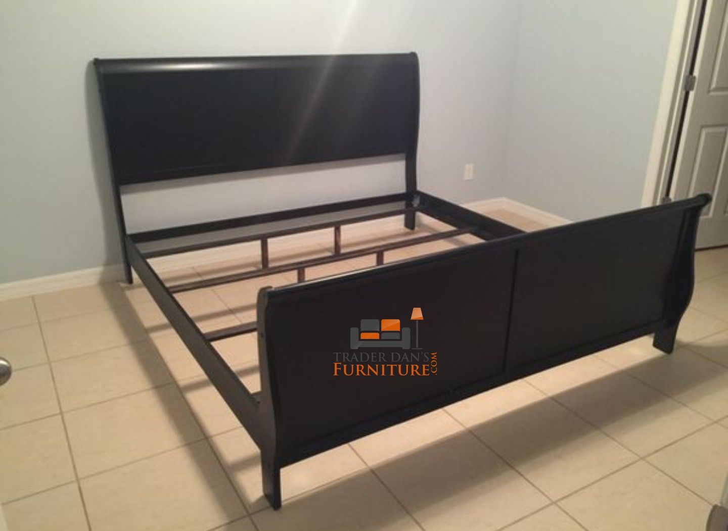 Brand New King Size Black Wood Sleigh Bed Frame