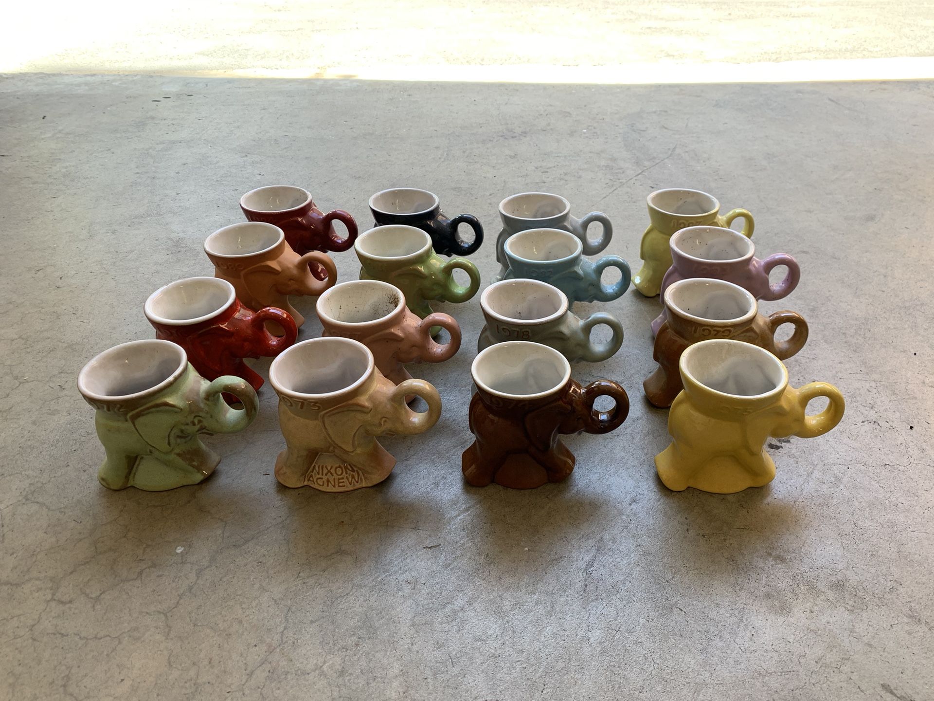 Frankoma Pottery, Unique Limited Edition GOP Mug Collection, 1972 Through 1987, 16 Mugs