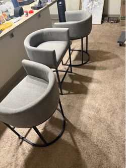 3 Upholstered  Gray Barstools